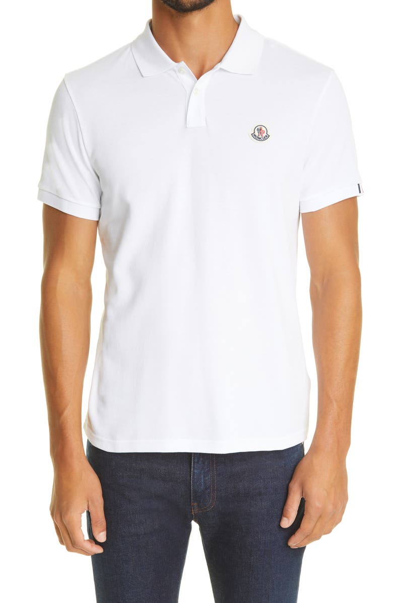 Moncler Flag Tipped Cotton Piqué Polo, Main, color, 