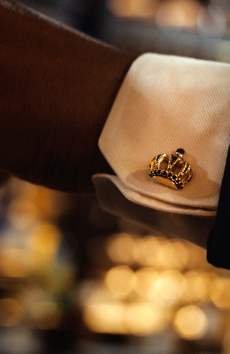 Cufflinks, Inc. Vincent De Paul 3D Crown Royal Cuff Links, Alternate, color, Gold