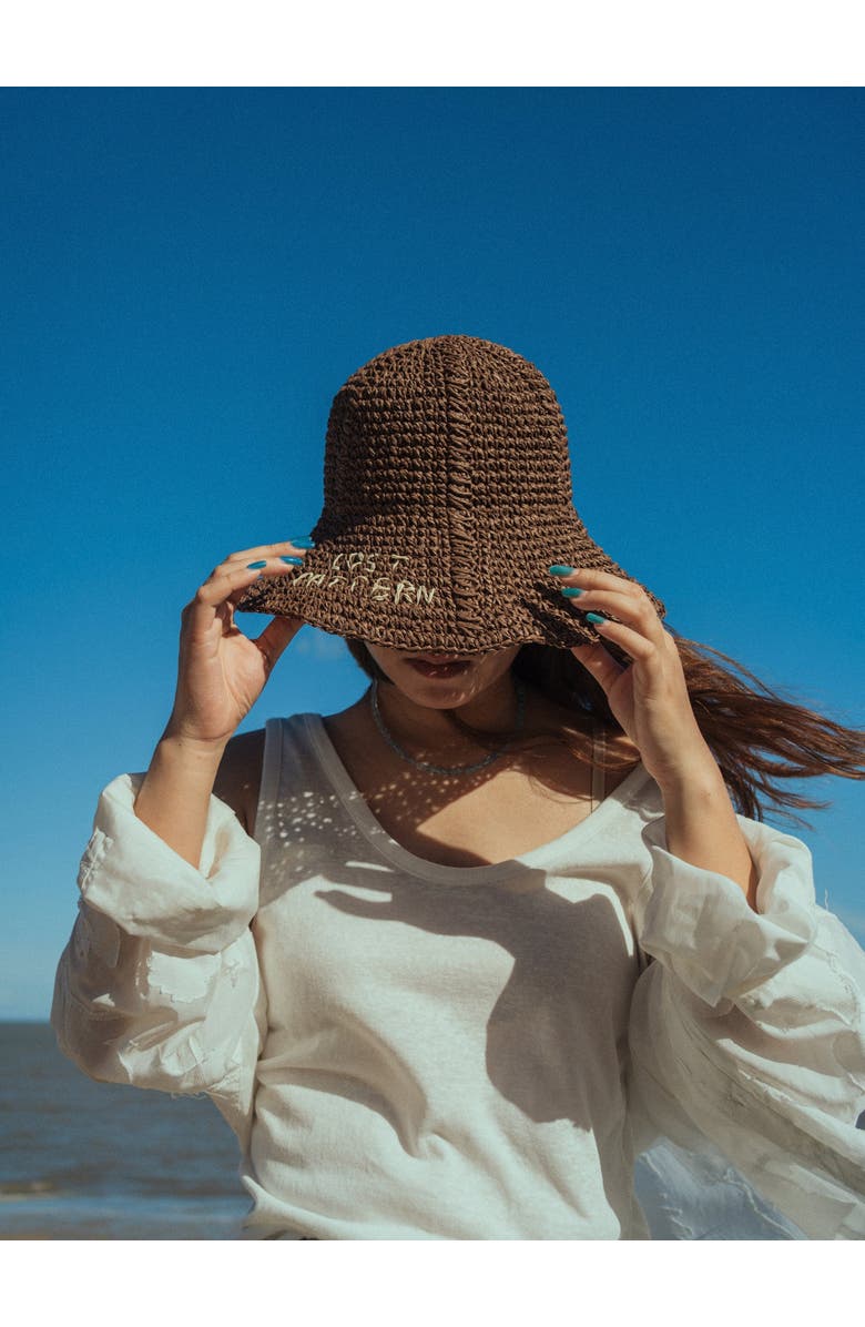 Lost Pattern "Wanderlight" Packable Straw Hat, Alternate, color, Coffee