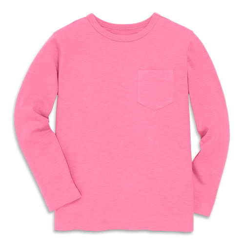 Primary Kids Long Sleeve Slub Pocket Tee In Pink