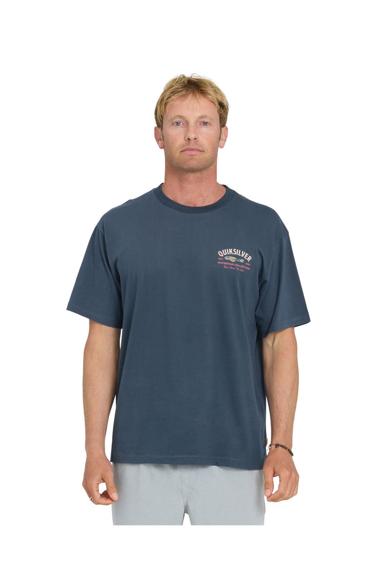 Quiksilver Waterman Lure Shop Short Sleeve Shirt, Main, color, Dark Denim