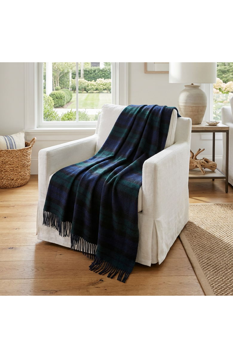 Prince of Scots Double Merino Wool Reversible Throw, Alternate, color, Black Watch