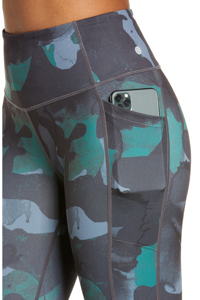 Live In Dot Print High Waist Pocket Crop Leggings, Alternate, color, GREY- GREEN SHANNO PRINT