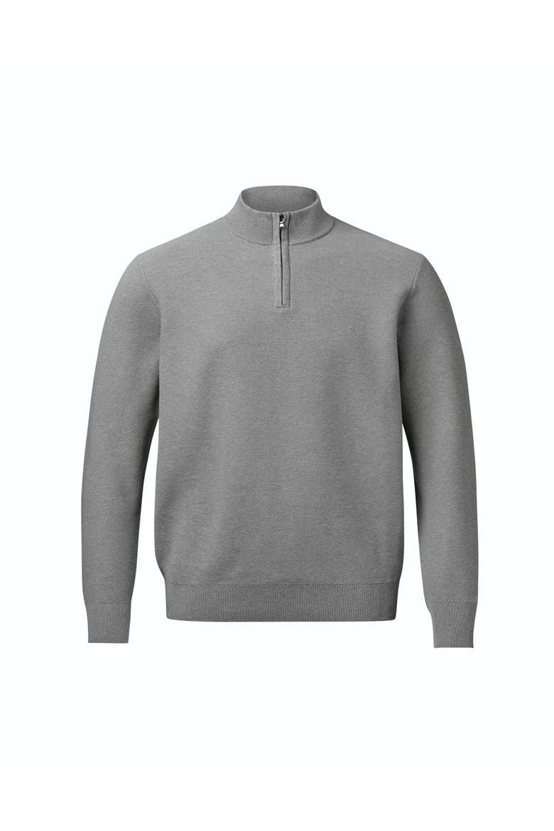 Honeycomb Cotton Zip Neck Sweater, Alternate, color, Light Grey