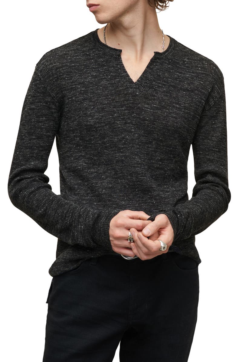 John Varvatos Travis Rib Split Neck Henley, Main, color, 