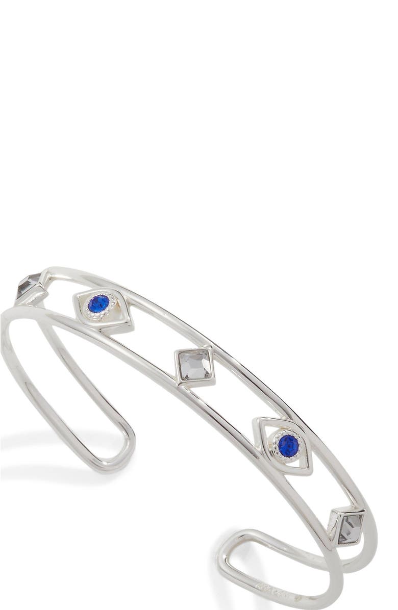 Alex and Ani Evil Eye Crystal Cuff Bracelet, Alternate, color, 
