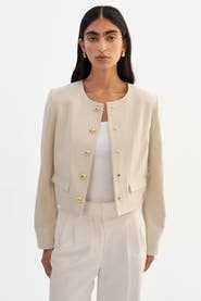 LAMARQUE Francina | Linen Twill Collarless Jacket