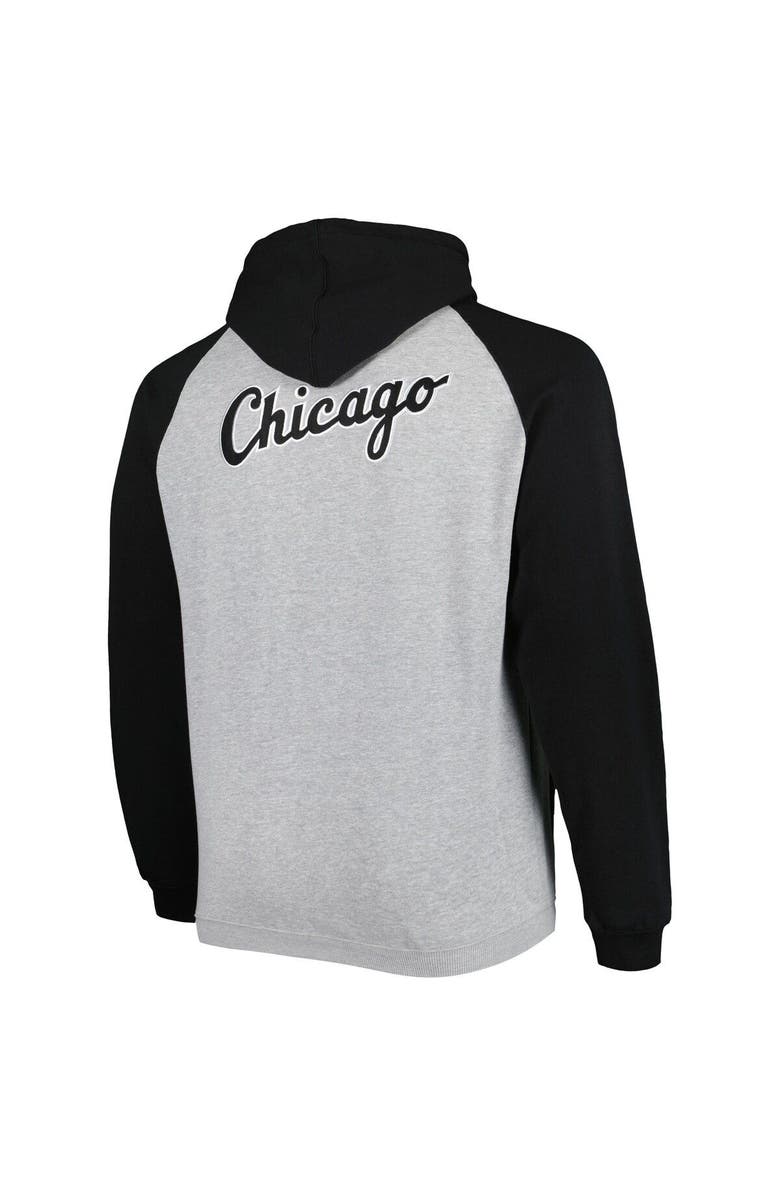 PROFILE Men's Heather Gray/Black Chicago White Sox Big & Tall Raglan Hoodie Full-Zip Sweatshirt, Alternate, color, 