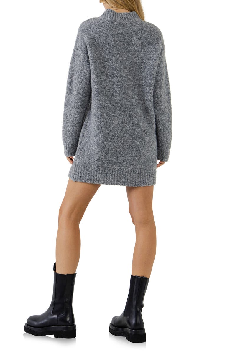 English Factory Cozy Crewneck Long Sleeve Sweater Dress, Alternate, color, Heather Grey