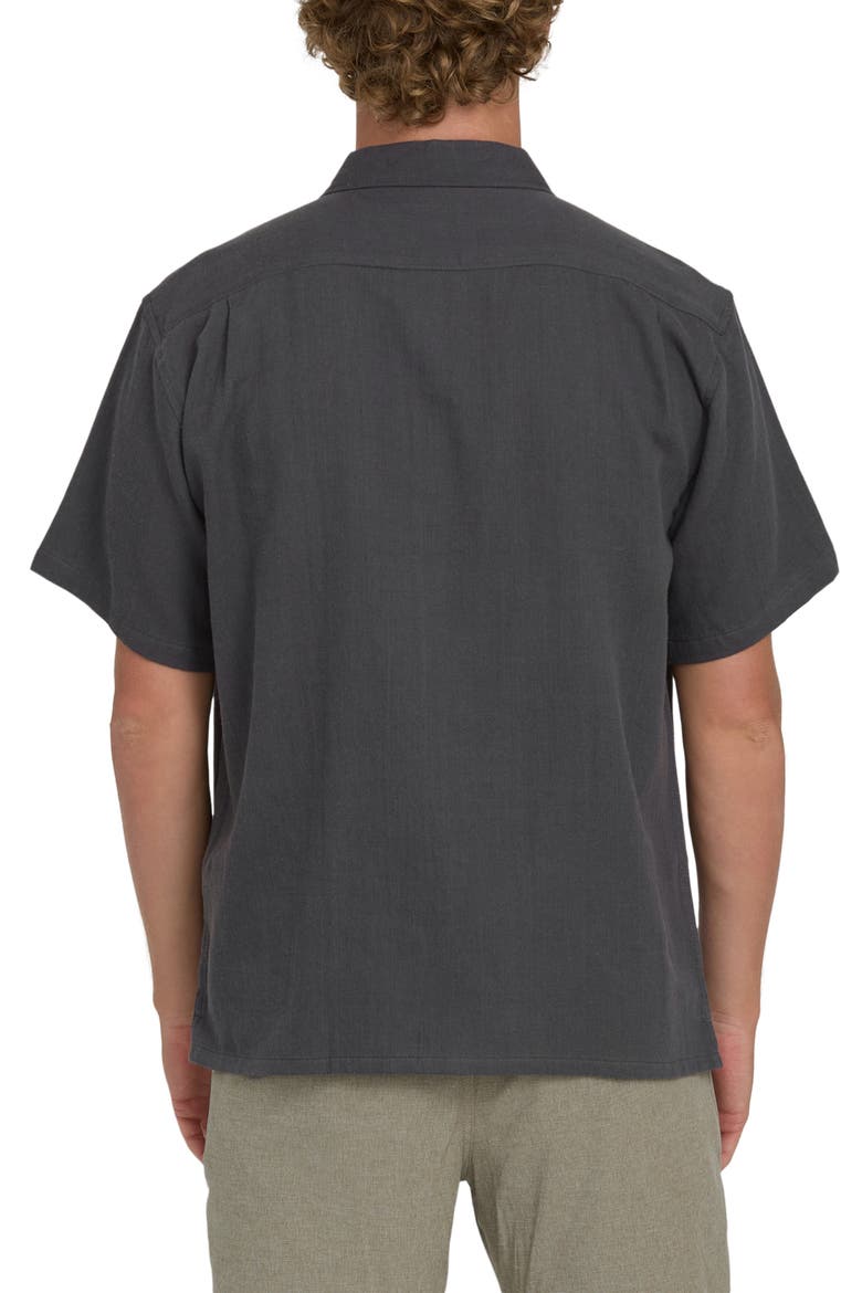 Cordoba Regular Fit Hibiscus Short Sleeve Knit Button-Up Shirt, Alternate, color, RAVEN
