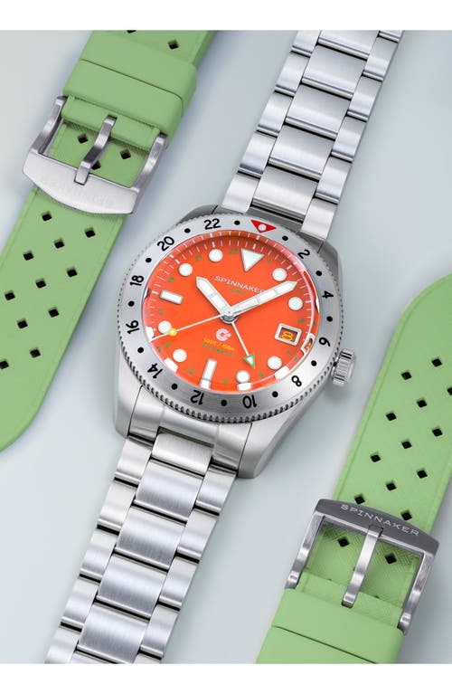 Spinnaker Croft Gmt Automatic Bracelet & Rubber Strap Watch, 39mm In Red
