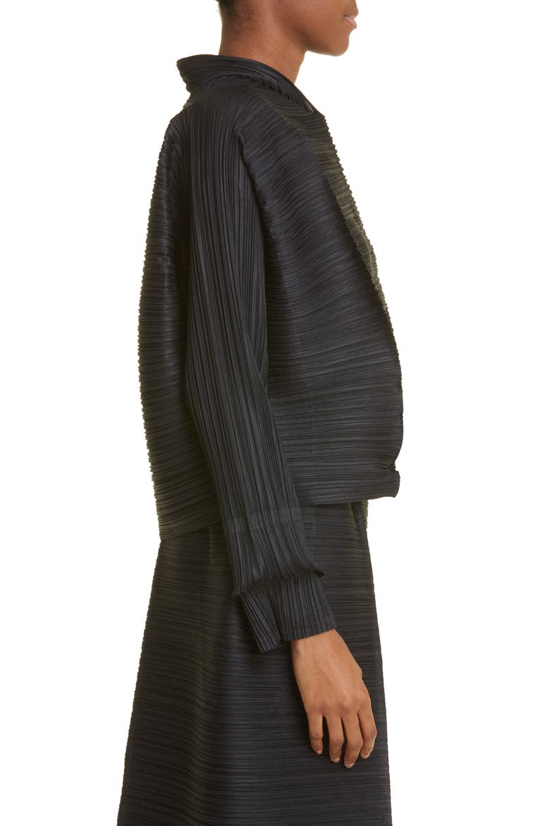 Thicker Bounce Pleated Top, Alternate, color, BLACK