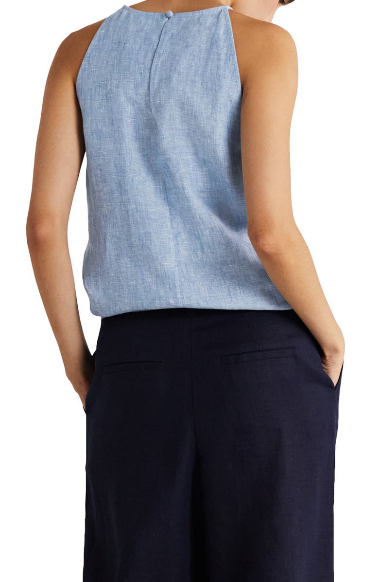 Boden Halter Neck Linen Tank Top, Alternate, color, 