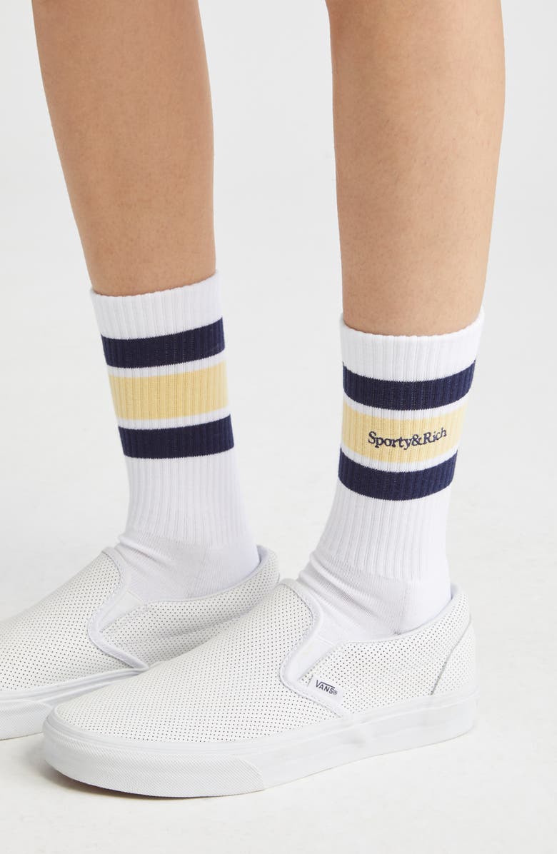 Sporty & Rich Serif Logo Crew Socks, Main, color,