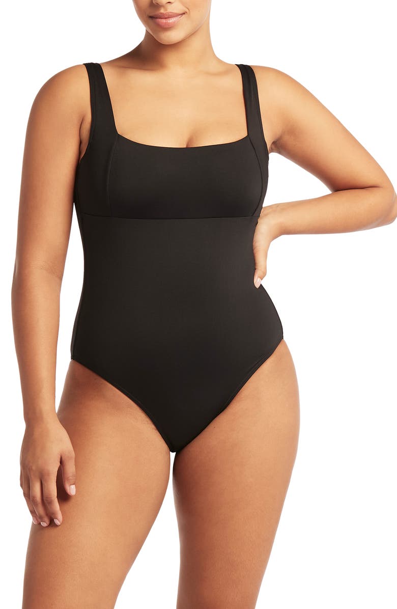 Sea Level Square Neck One-Piece Swimsuit, Main, color,