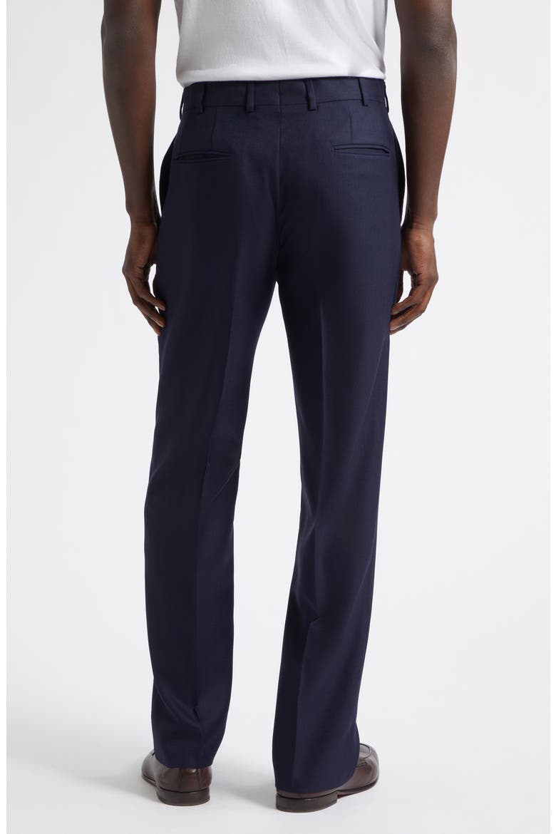 Flat Front Wide Leg Virgin Wool Trousers, Alternate, color, NAVY