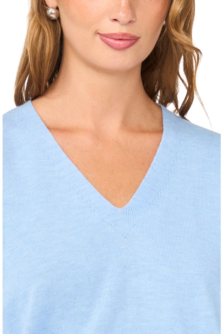 V-Neck Short Sleeve Boxy Sweater, Alternate, color, SWEET BLUE