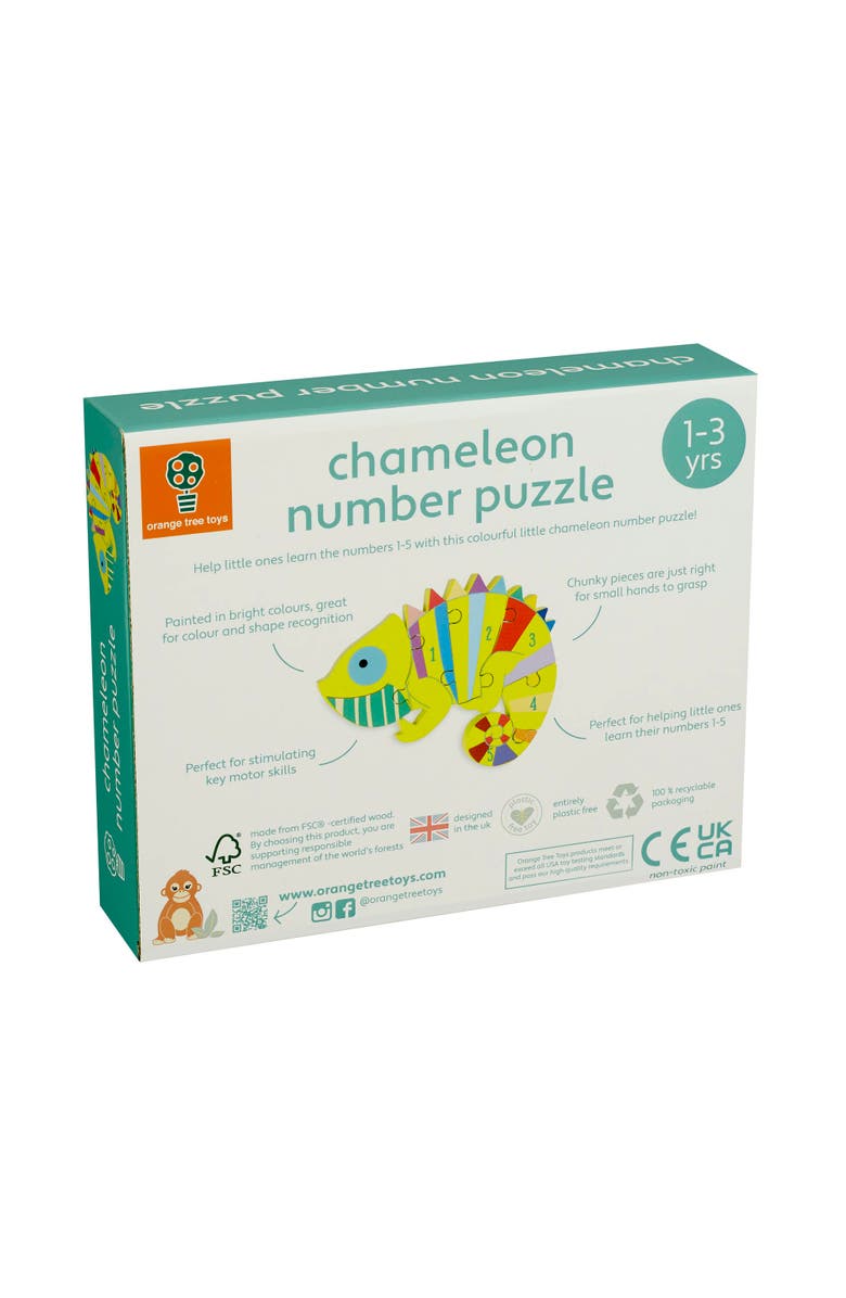 ORANGE TREE TOYS Puzzle Chameleon Number, 6 Piece Wooden Puzzle, Kids Ages 1+, Alternate, color, Multicolored