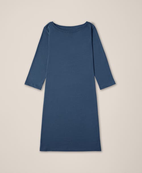 Pact Organic Cotton Softspun Boat Neck Dress In Blue