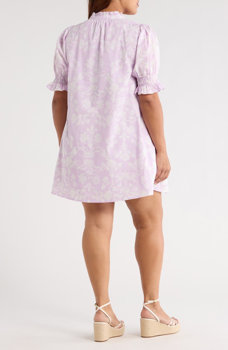 SUGARLIPS Emme Floral Print Cotton Shift Dress, Alternate, color, Lavender Purple/ White