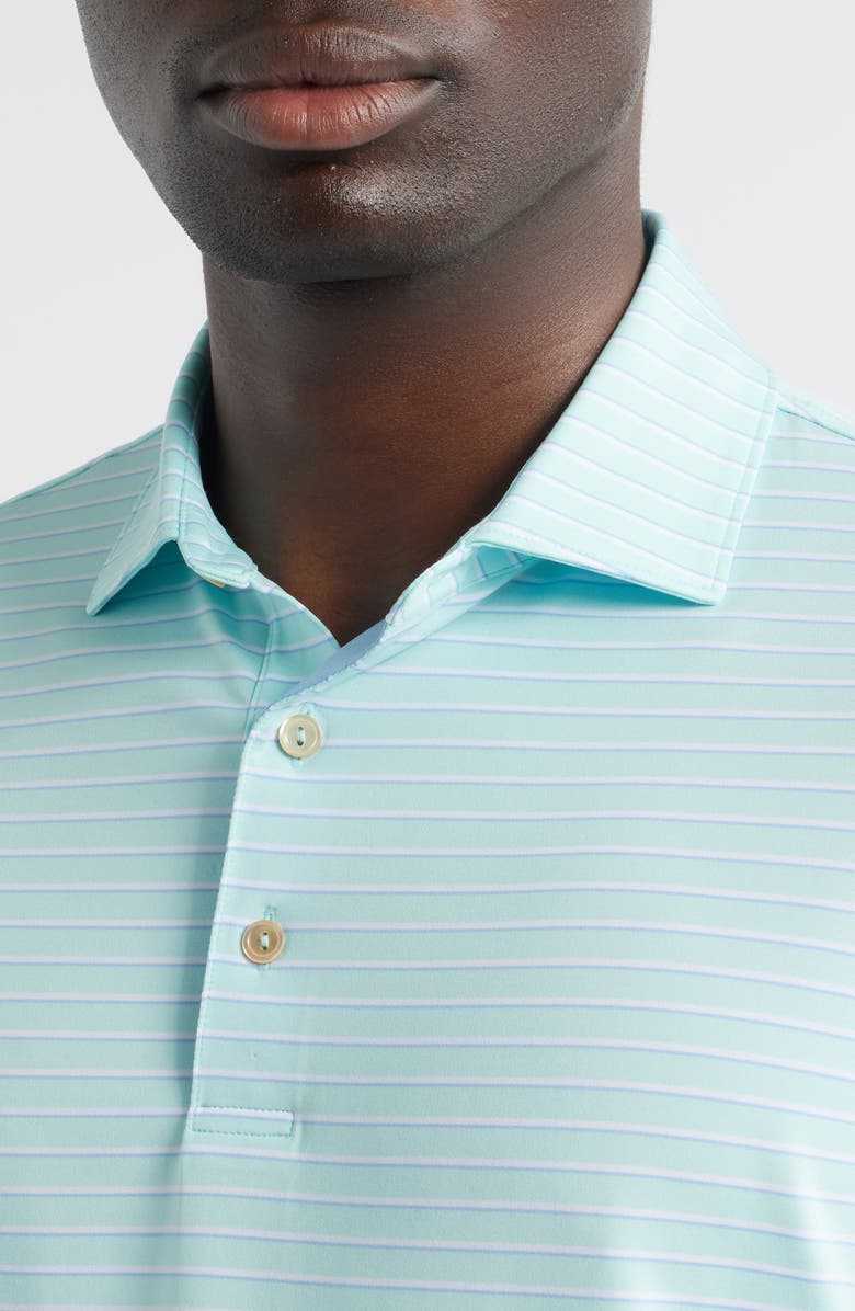 Peter Millar Dunnes Stripe Performance Jersey Polo, Alternate, color, Clearwater