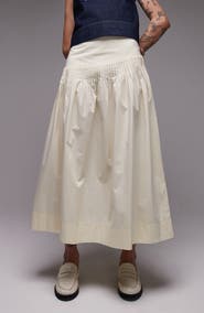 【Anyone more】Bran Pintuck Cotton Long Skirt Topshop Pintuck Cotton Poplin Maxi Skirt | Nordstrom