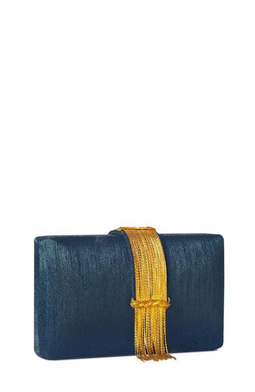 Simitri Jewel Fringe Clutch In Blue