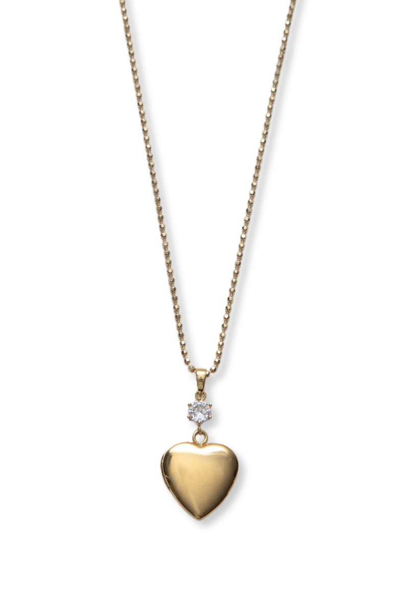 Argento Vivo Sterling Silver Heart Locket Pendant Necklace, Main, color, Gold