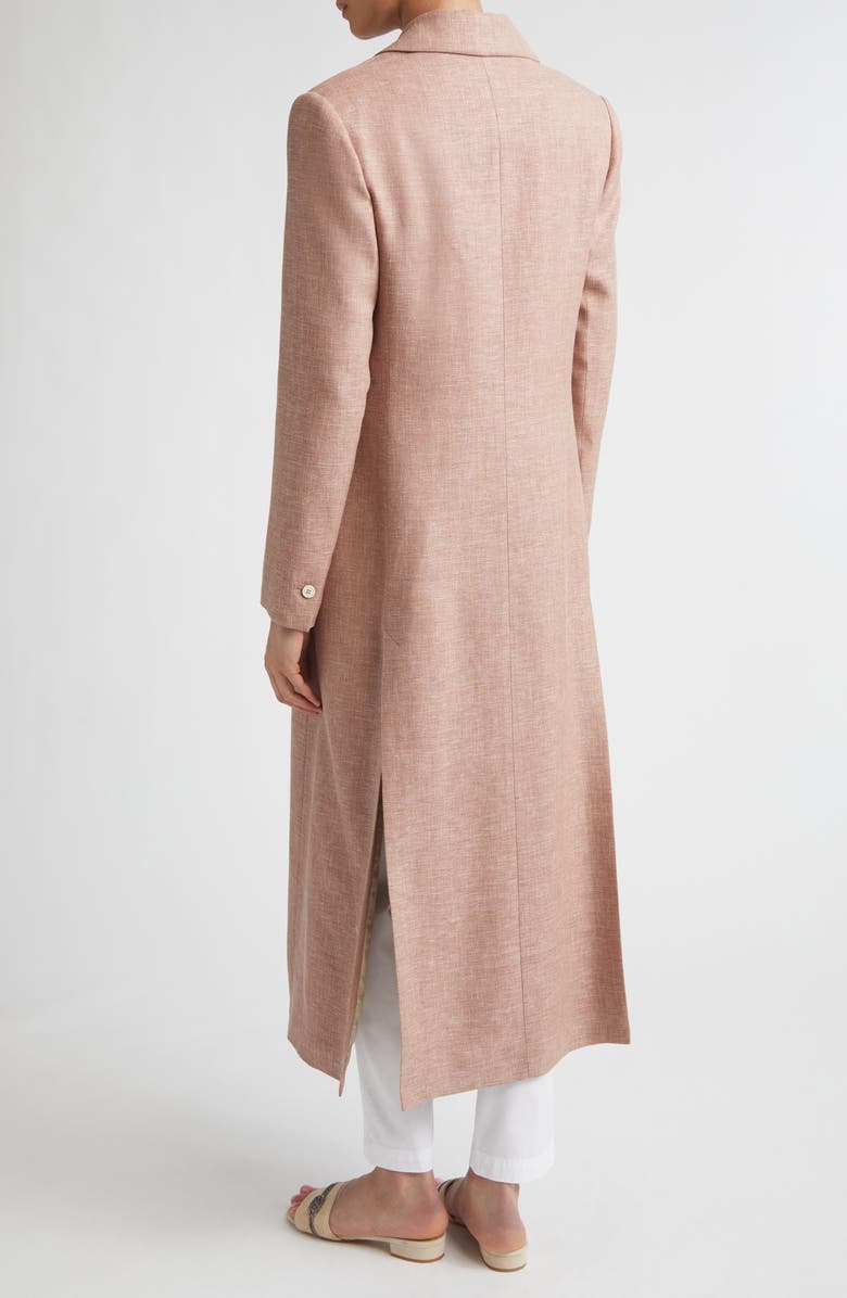 Eleventy Zegna Double Breasted Stretch Linen, Wool & Silk Duster, Alternate, color, 99 Crimson