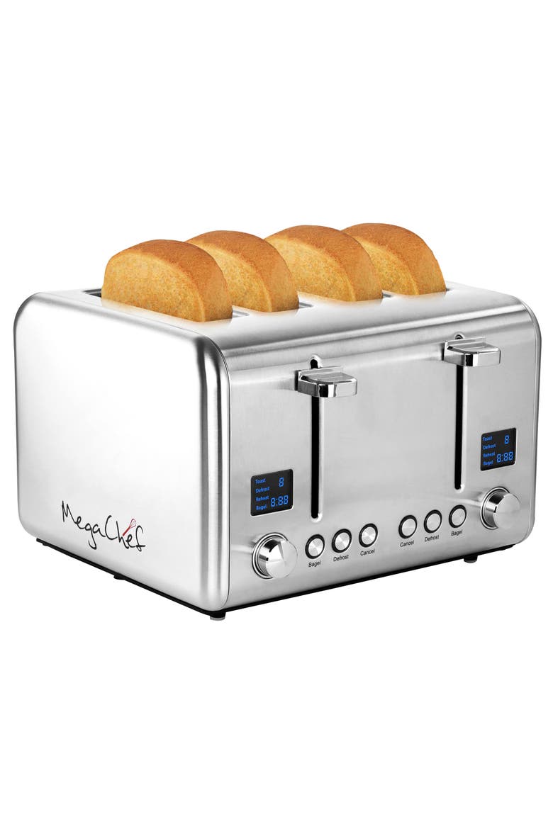 4 Slice Toaster in Stainless Steel Silver, Main, color, Grey