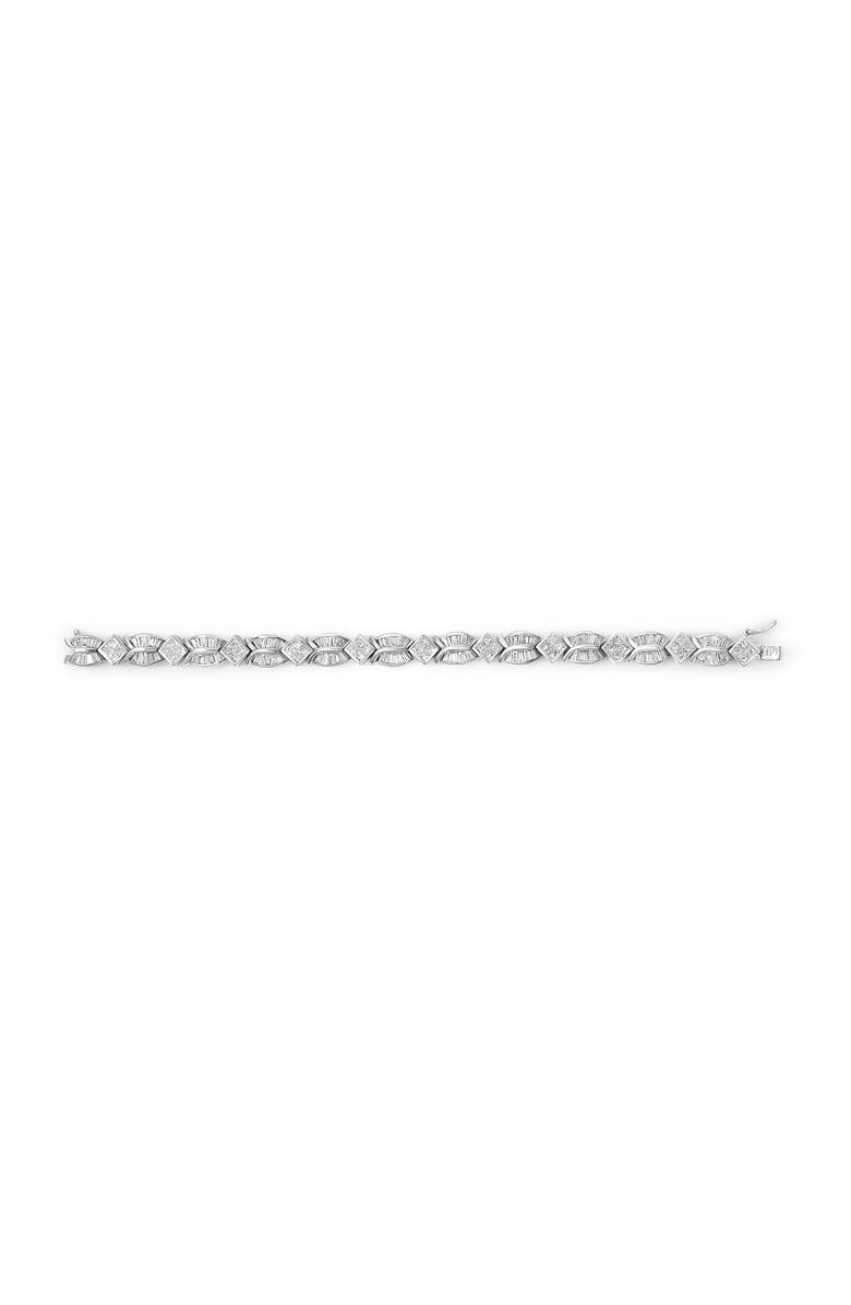 Haus of Brilliance 14K White Gold 8 5/8ct Cttw Princess and Baguette Diamond Geometric Twist Link Bracelet, Alternate, color, White Gold