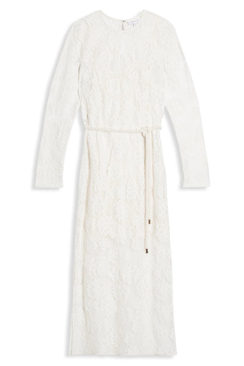 Lace Rope Belt Midi Dress, Alternate, color, IVORY