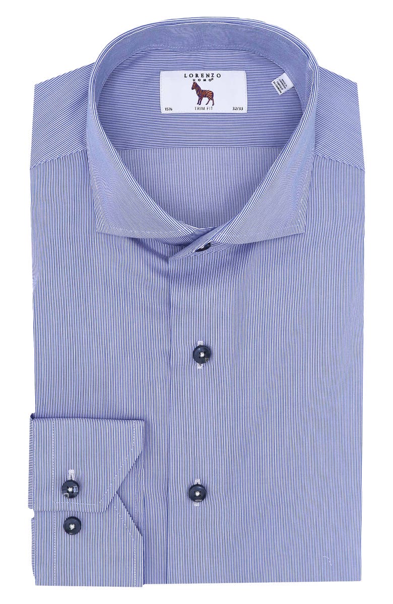 Lorenzo Uomo Trim Fit Pinstripe Dress Shirt, Main, color, 