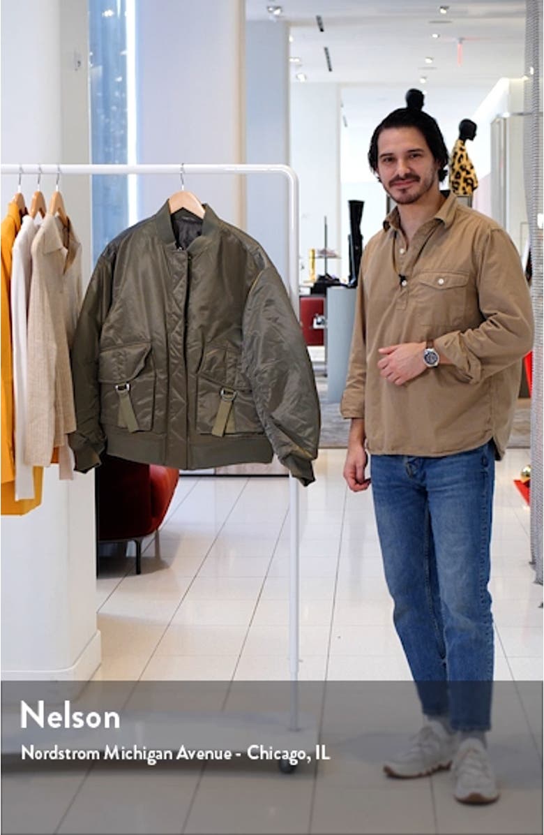 Ruched Satin Bomber Jacket, sales video thumbnail