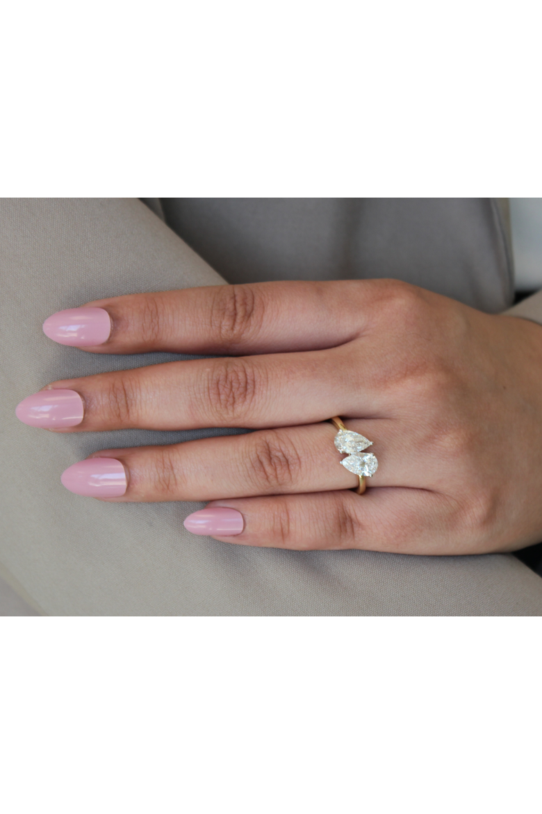 Twin Flames 14K Gold Pear Cut Lab Grown Diamond Toi et Moi Ring - 2 ct, Alternate, color, 14K Yellow Gold