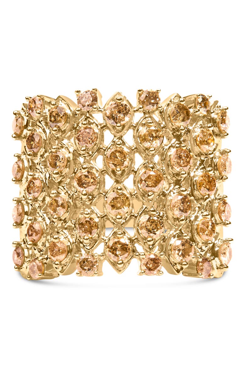 10K Yellow Gold 2.0 Cttw Brown Diamond Mesh Link Cocktail Ring, Main, color, Yellow Gold