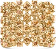 Haus of Brilliance 10K Yellow Gold 2.0 Cttw Brown Diamond Mesh Link Cocktail Ring