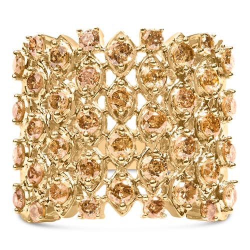 Haus of Brilliance 10K Yellow Gold 2.0 Cttw Brown Diamond Mesh Link Cocktail Ring at Nordstrom, Size 6