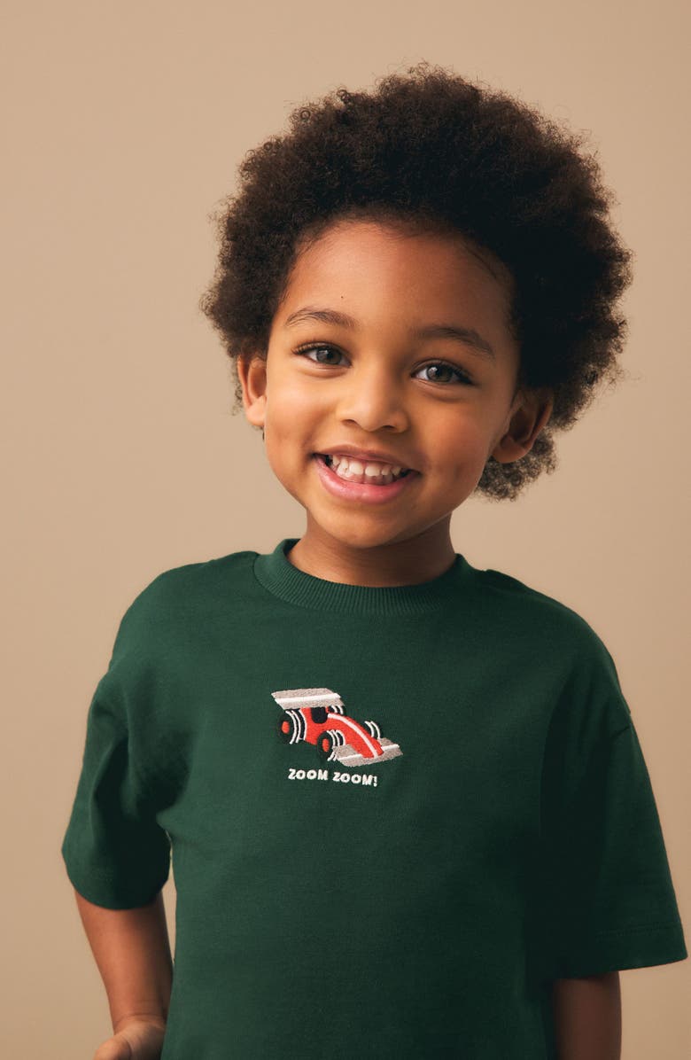 NEXT Kids' Race Car Embroidered Cotton T-Shirt, Alternate, color, Green