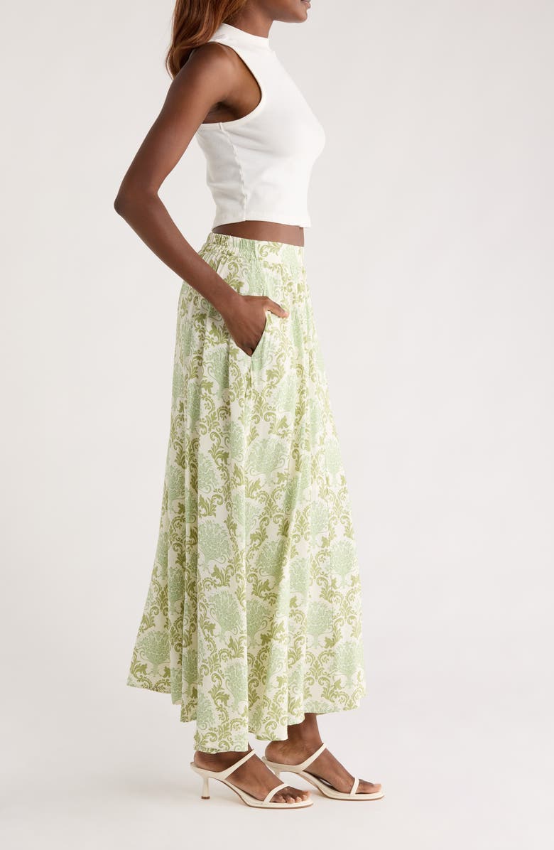 MELLODAY Print Maxi Skirt, Alternate, color, Sage White