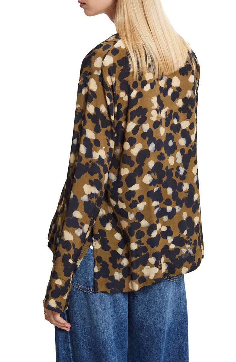 ottod'Ame Patterned Satin Shirt, Alternate, color, Brown