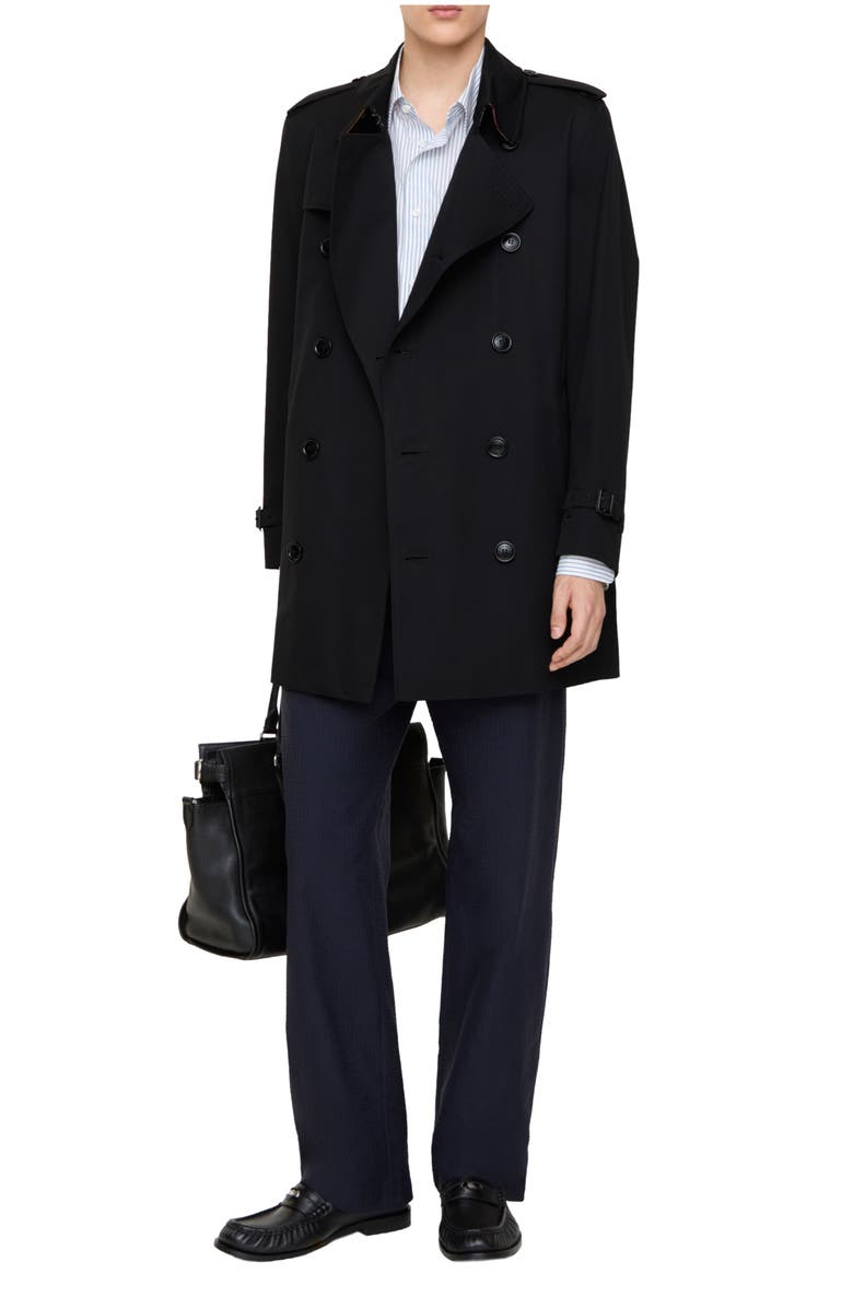 Burberry Short Kensington Heritage Trench Coat, Main, color, Black/ Tan