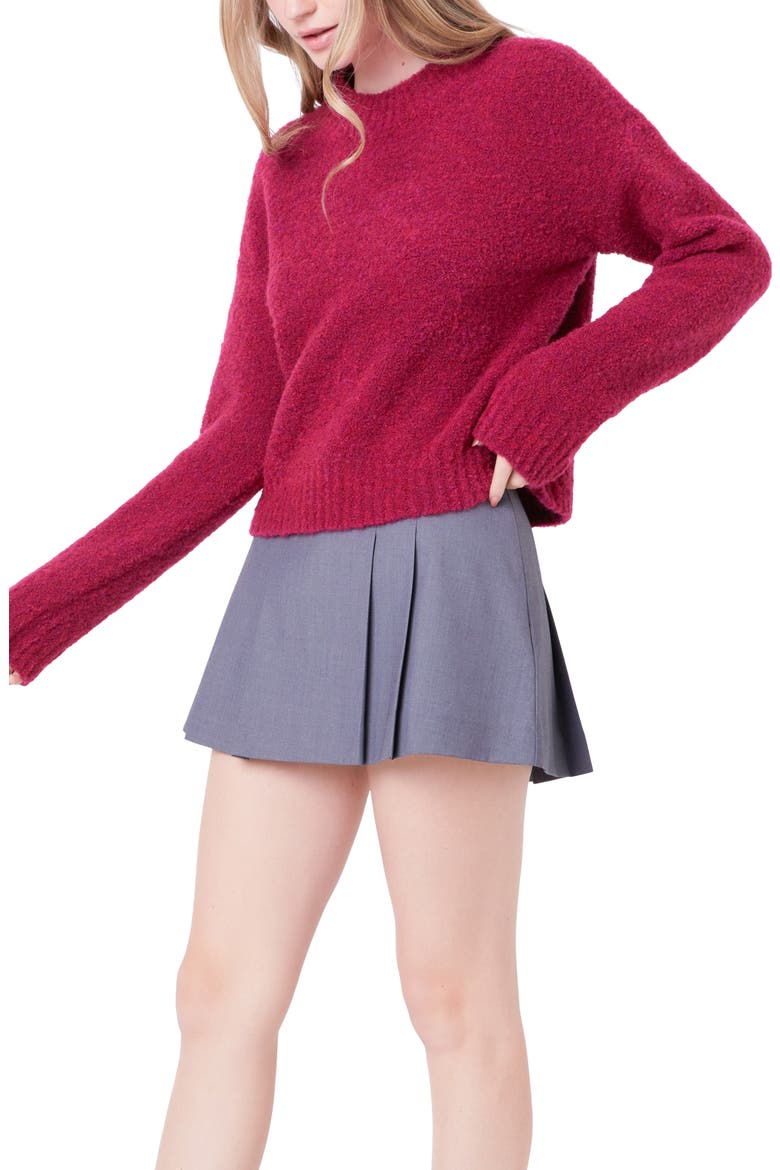 Cozy Crewneck Sweater, Alternate, color, BORDEAUX