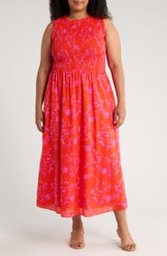 SUGARLIPS Fia Floral Smocked Sleeveless Maxi Dress