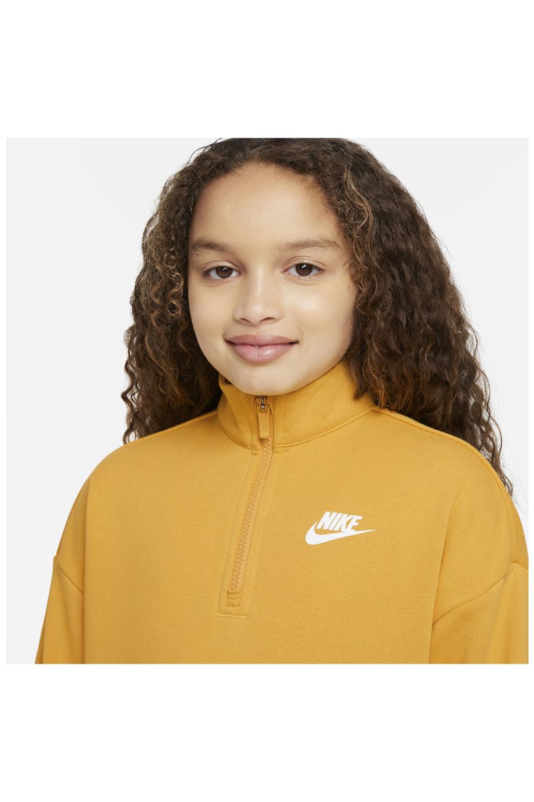 Kids' Club Fleece Half Zip Sweatshirt, Alternate, color, YELLOW OCHRE/ WHITE