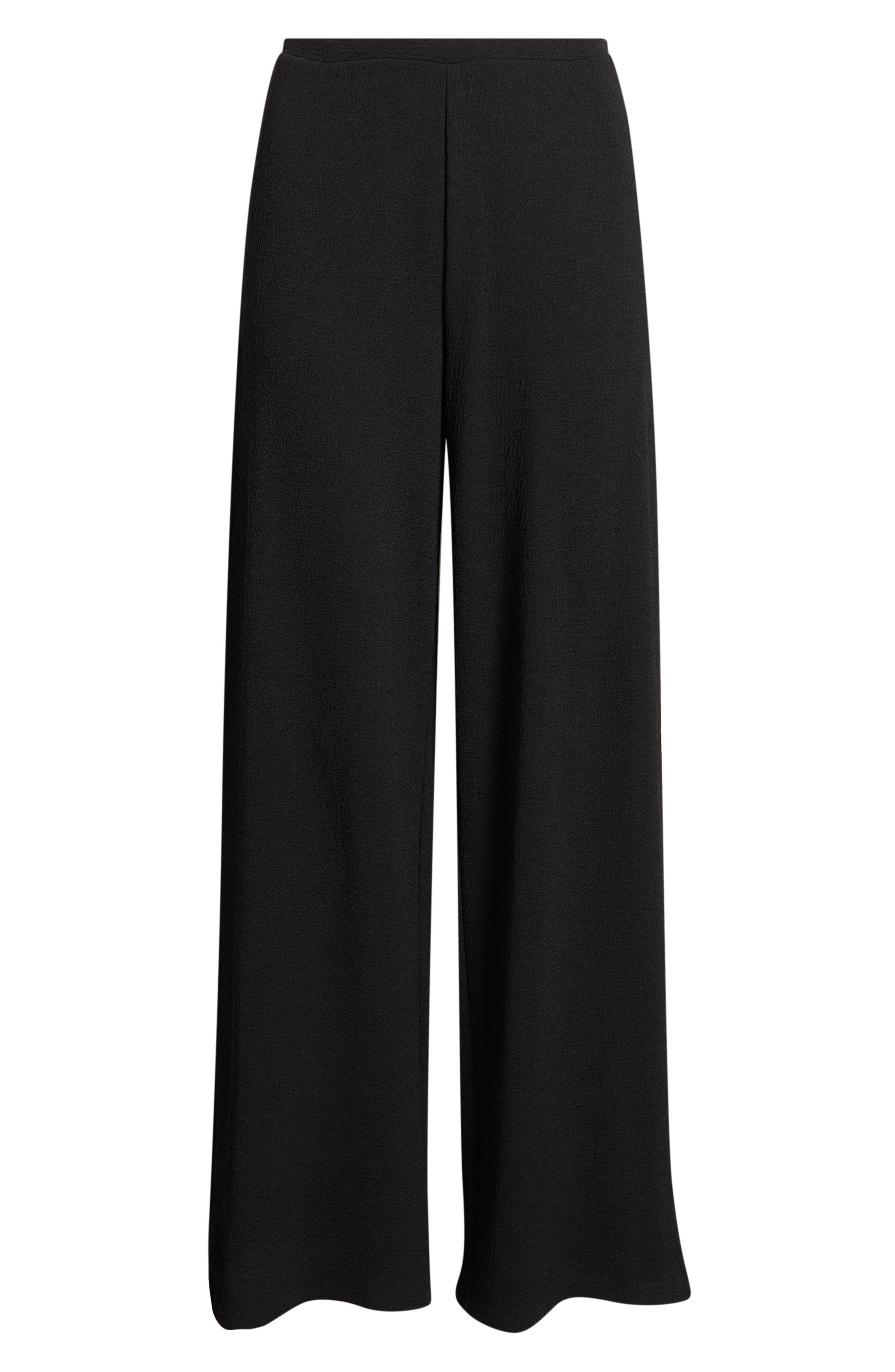 Open Edit Crepe Wide Leg Pants In Black