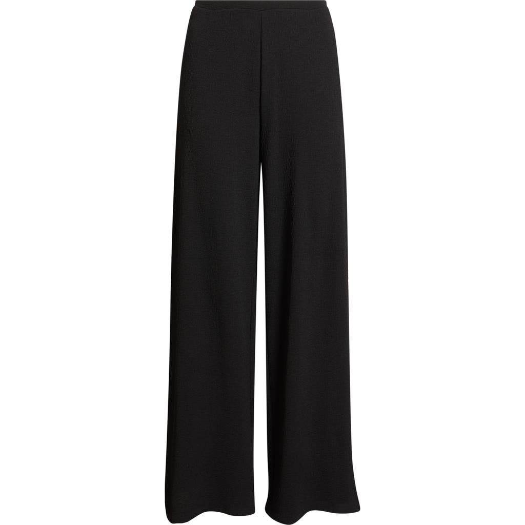 Open Edit Crepe Wide Leg Pants In Black