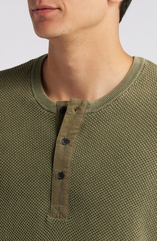 Rag & Bone Dexter Washed Organic Cotton Henley In Forest Green
