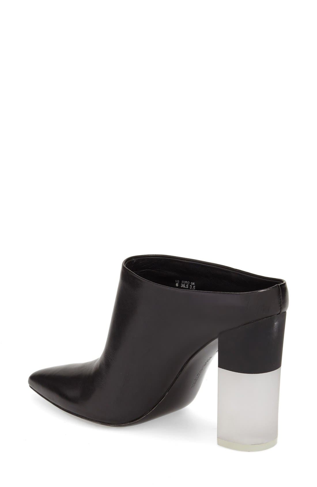 'Capri' Pointy Toe Mule, Alternate, color, BLACK LEATHER