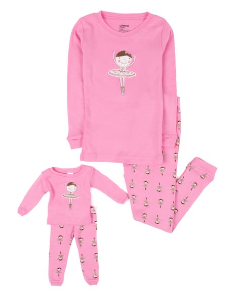 Girls 2-pc. Cotton Pajamas with Matching Doll Accessory - Unicorn & Fantasy Prints (Toddler, Little Kid & Big Kid)